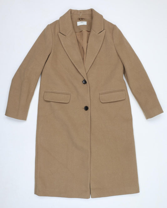 Marks and Spencer Womens Beige Overcoat Coat Size 14 Button
