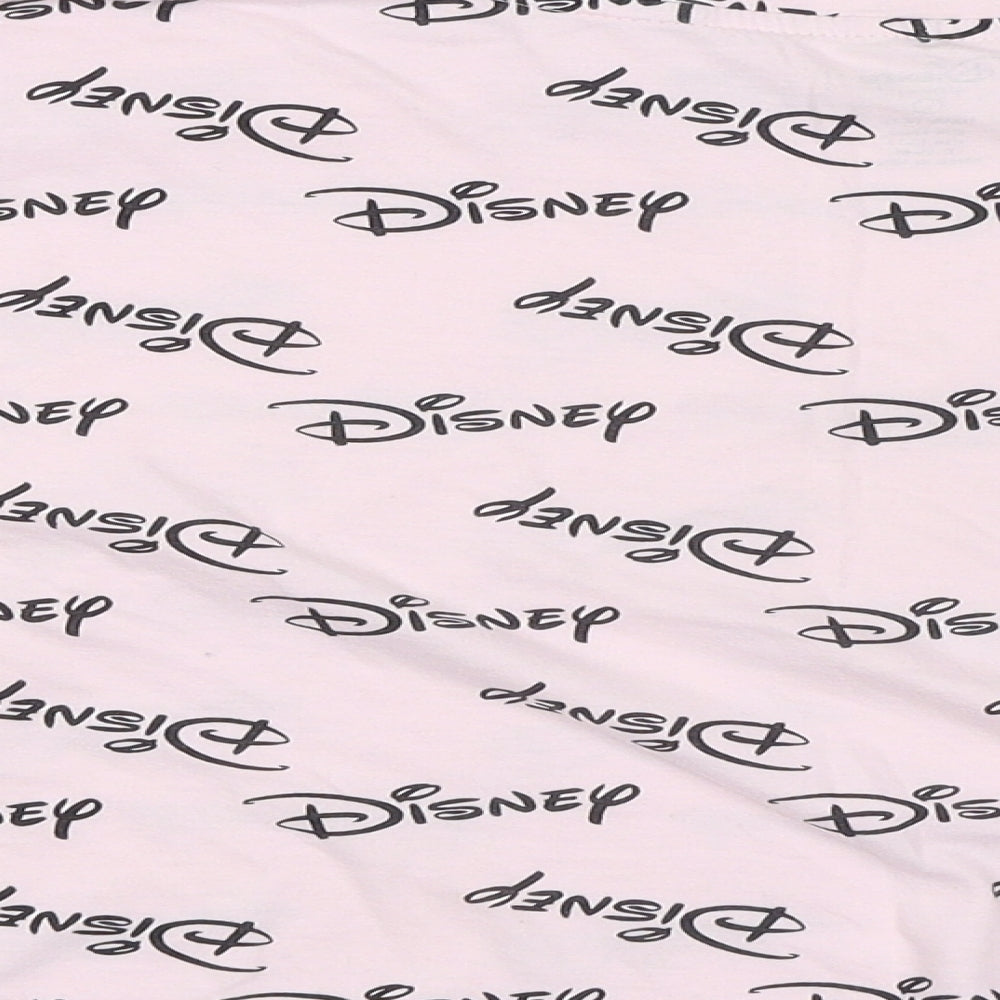 Disney Womens Pink Geometric 100% Cotton Cropped T-Shirt Size 14 Round Neck - Size 14-16