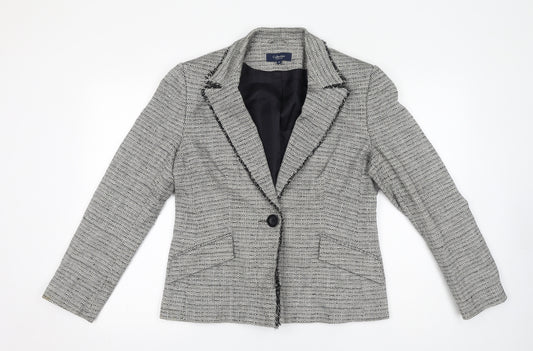 Debenhams Womens Grey Geometric Jacket Blazer Size 14 Button