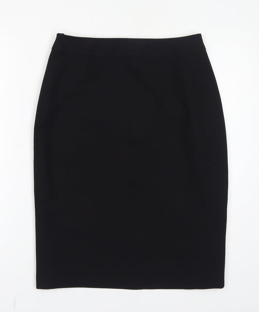 Marks and Spencer Womens Black Polyester Straight & Pencil Skirt Size 10 Zip
