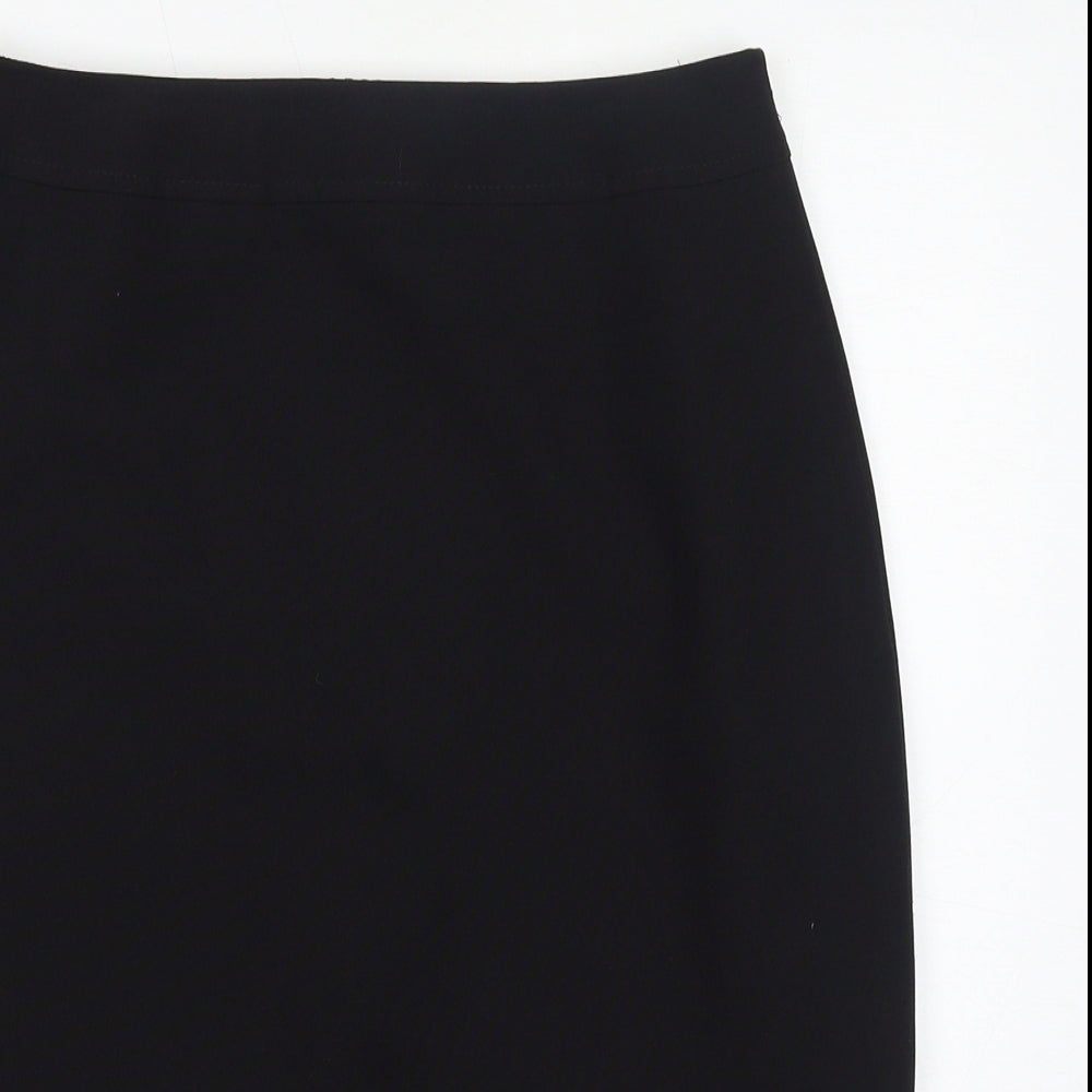 Marks and Spencer Womens Black Polyester Straight & Pencil Skirt Size 10 Zip