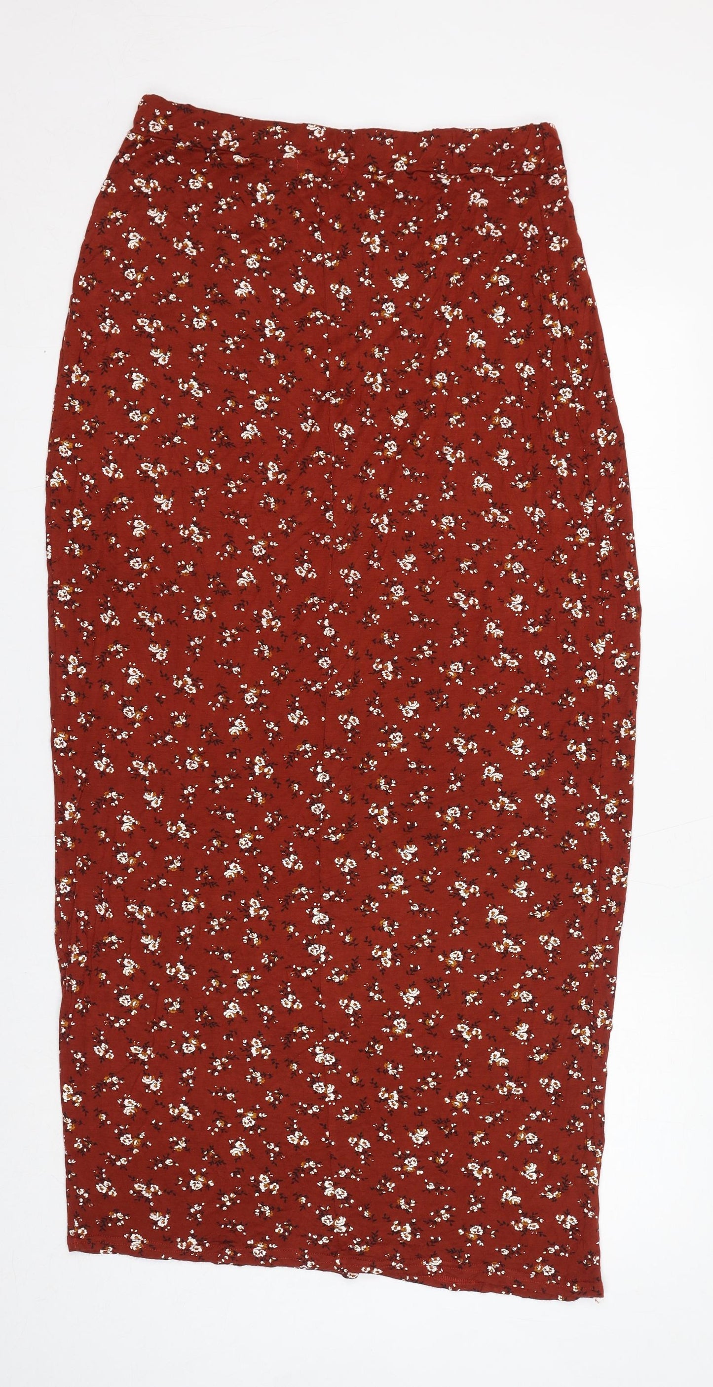 Boohoo Womens Brown Floral Viscose A-Line Skirt Size 14