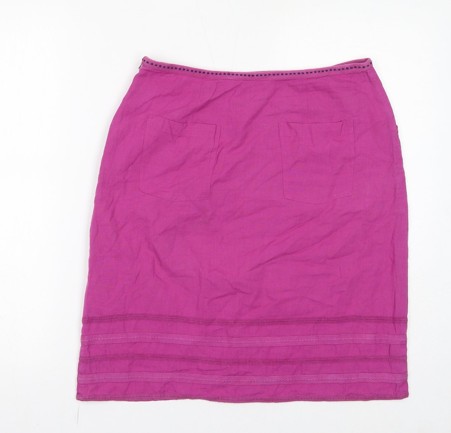White Stuff Womens Purple Cotton A-Line Skirt Size 10 Zip