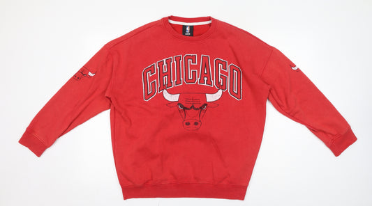 NBA Mens Red Cotton Pullover Sweatshirt Size S - Chicago Bulls
