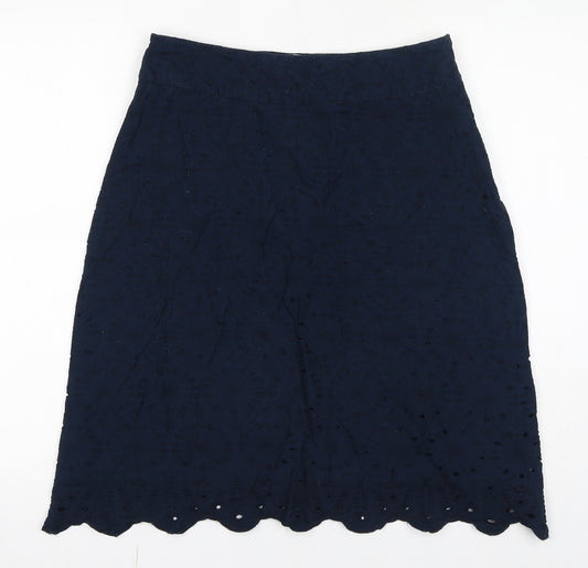 Fat Face Womens Blue Cotton A-Line Skirt Size 10 Zip