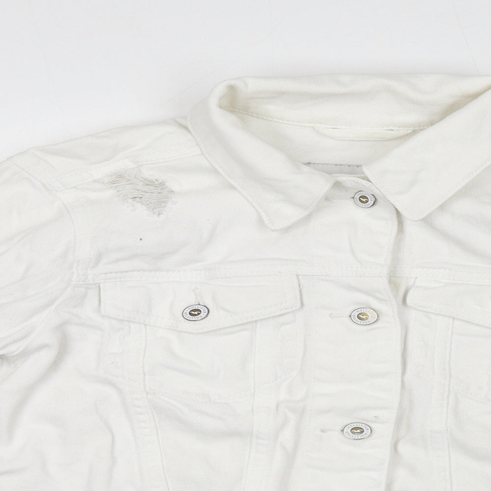 Hollister Womens White Jacket Size XS Button - Distressed