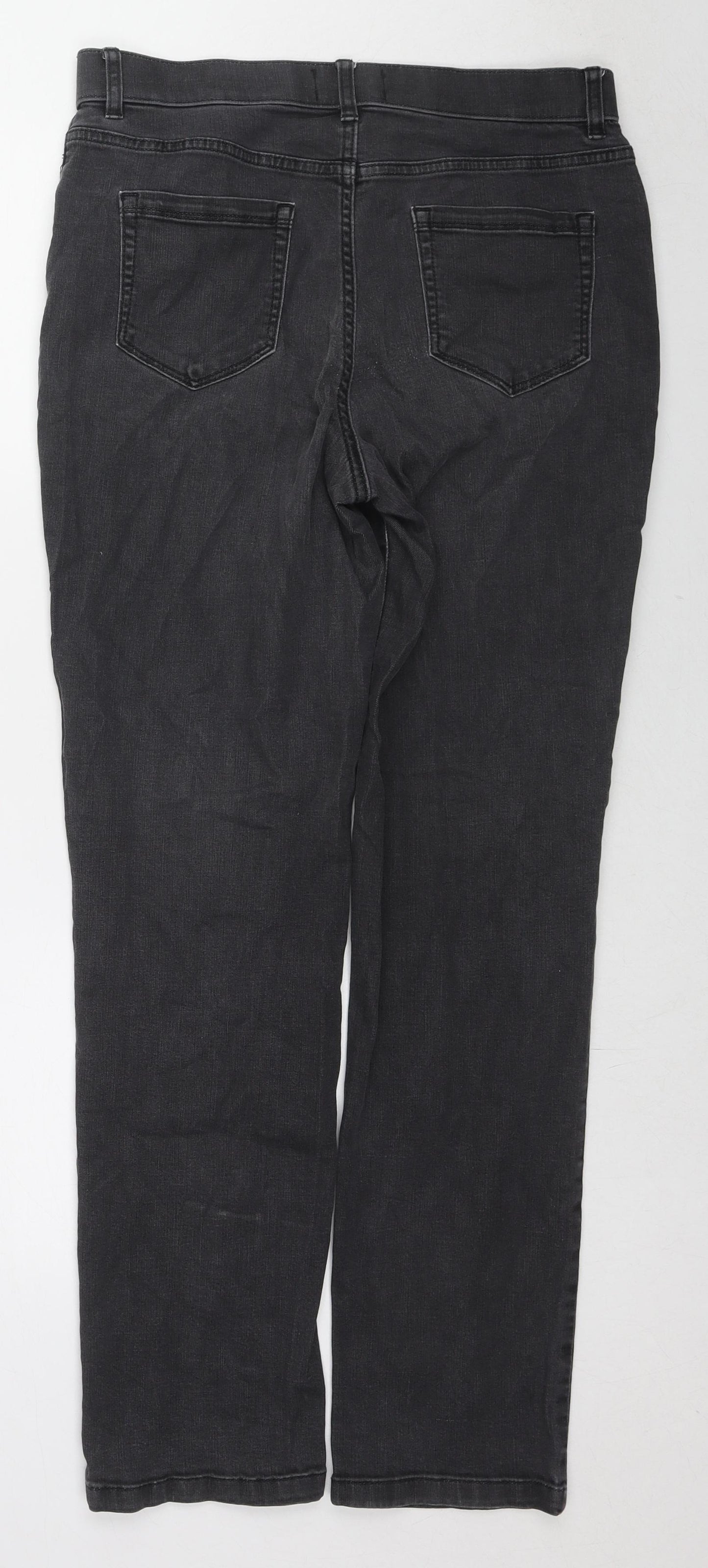 Mark Shale Womens Black Cotton Straight Jeans Size 12 L29 in Regular Zip