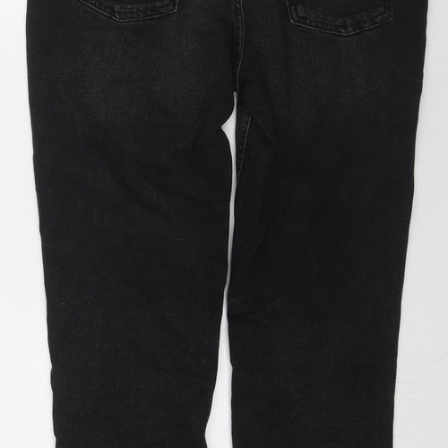Fat Face Womens Black Cotton Straight Jeans Size 14 L26 in Slim Zip