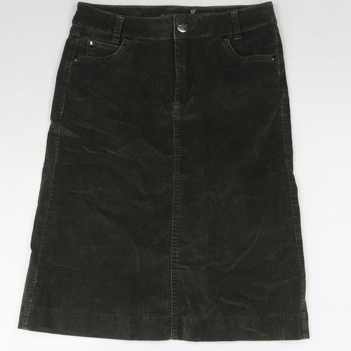 Marks and Spencer Womens Green Cotton A-Line Skirt Size 8 Zip