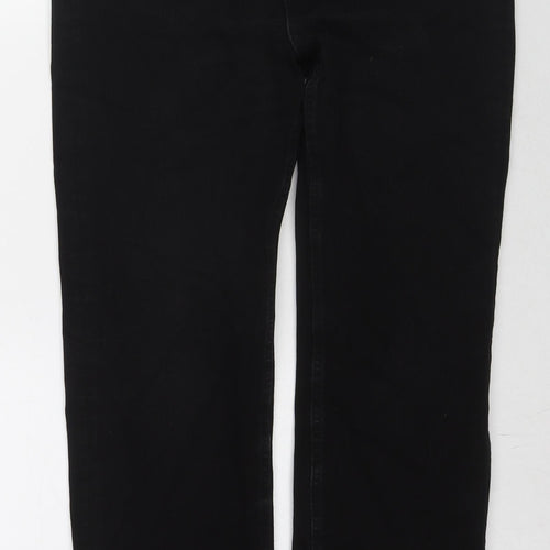 Marks and Spencer Womens Black Cotton Straight Jeans Size 14 L28 in Regular Zip