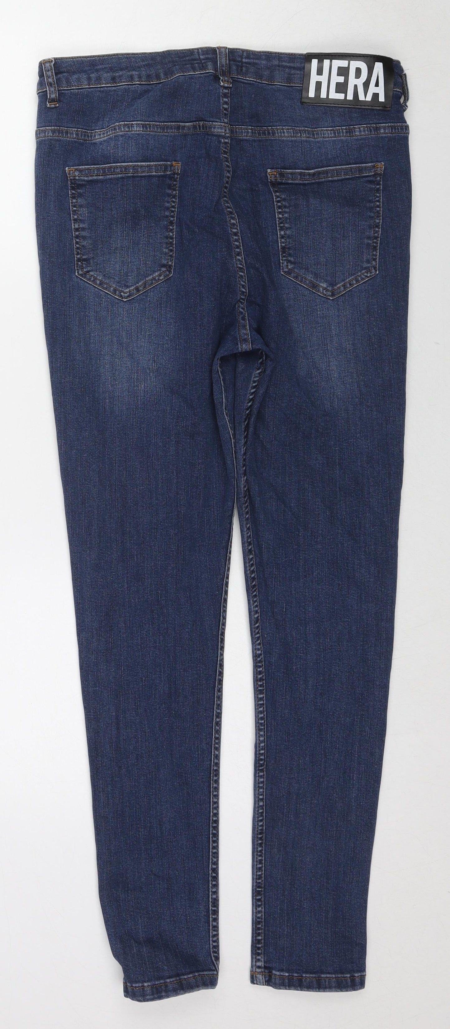 Hera Mens Blue Herringbone Cotton Skinny Jeans Size 30 in L27 in Regular Zip