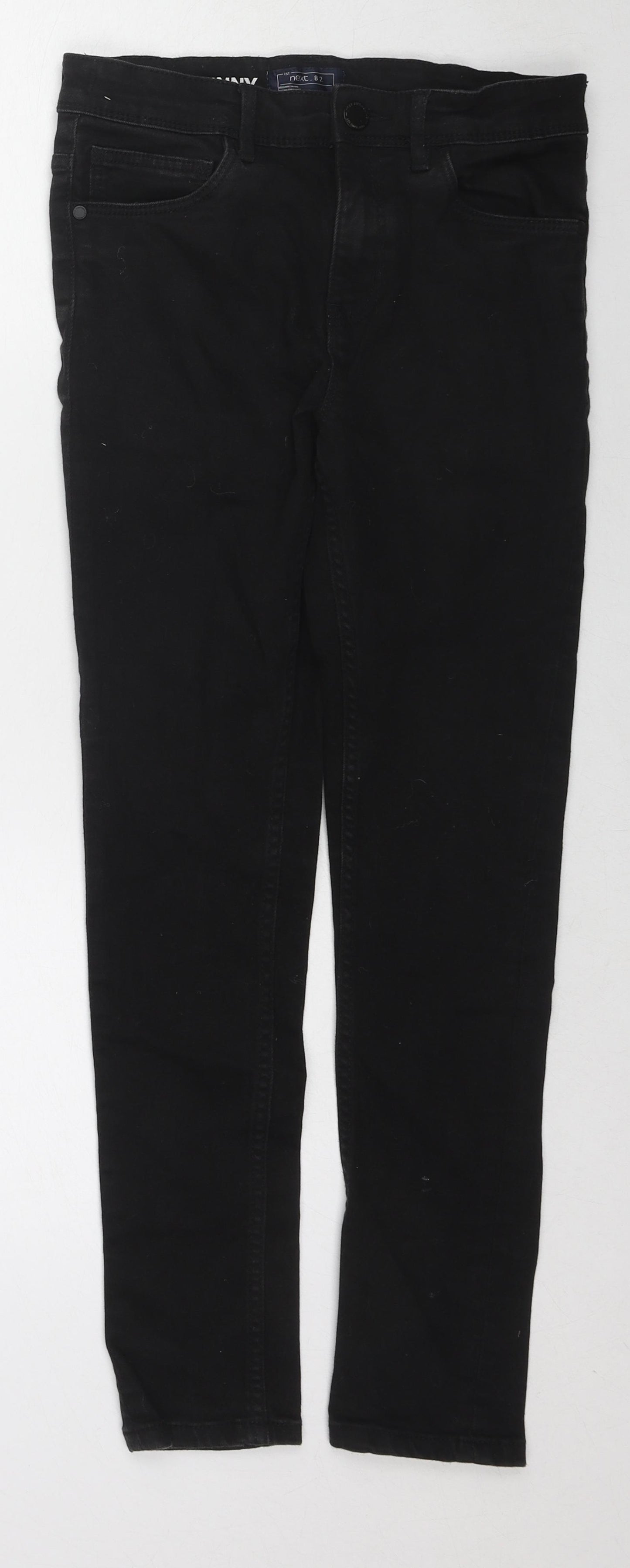 NEXT Boys Black Cotton Skinny Jeans Size 13 Years L26 in Regular Zip