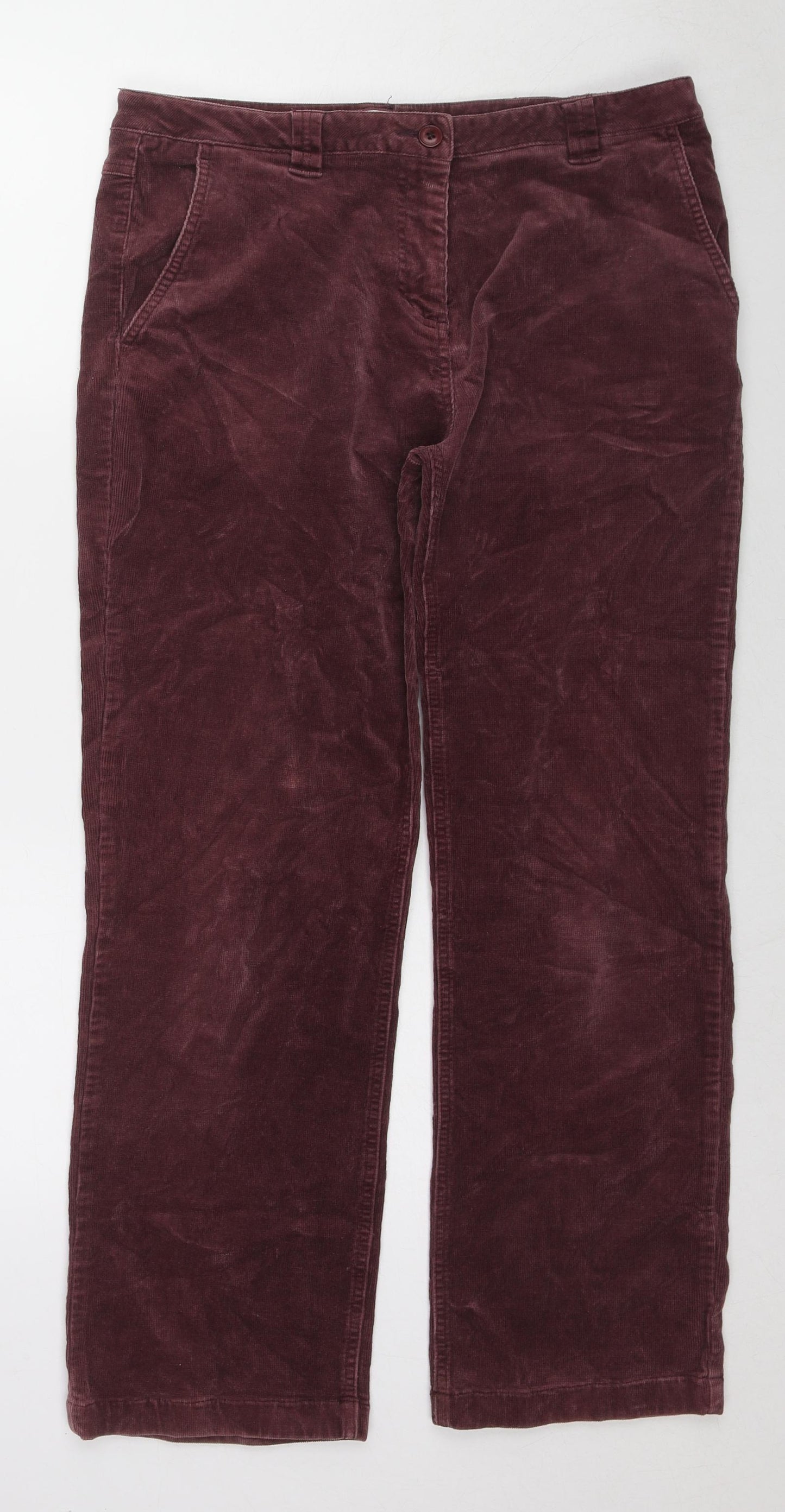 Kartell Womens Red Cotton Trousers Size 12 L28 in Regular Zip