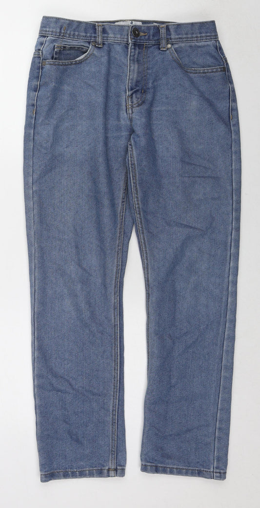 Denim & Co. Mens Blue Cotton Straight Jeans Size 30 in L30 in Regular Zip