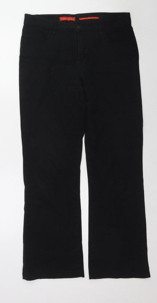 Ella J. Womens Black Cotton Bootcut Jeans Size 14 L30 in Regular Zip