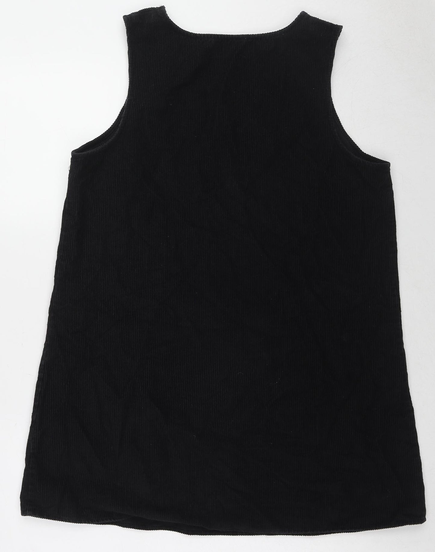 Nobody's child Womens Black Cotton Pinafore/Dungaree Dress Size 12 V-Neck Pullover