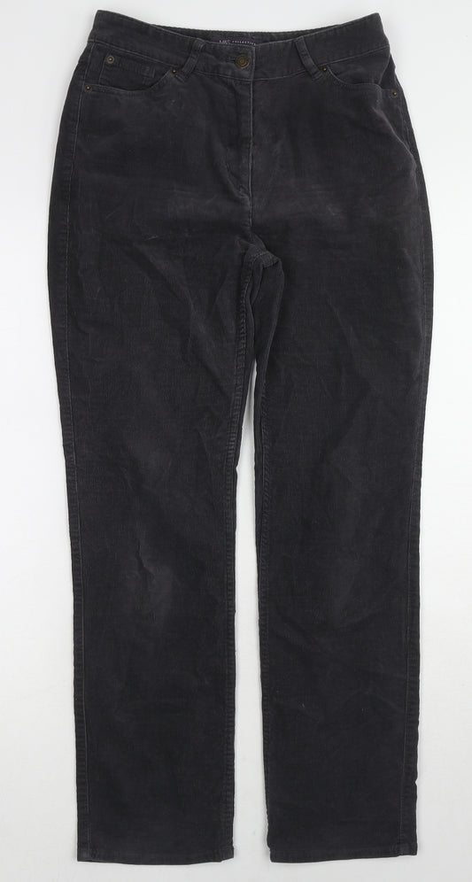 Marks and Spencer Womens Grey Cotton Trousers Size 8 L28 in Regular Zip