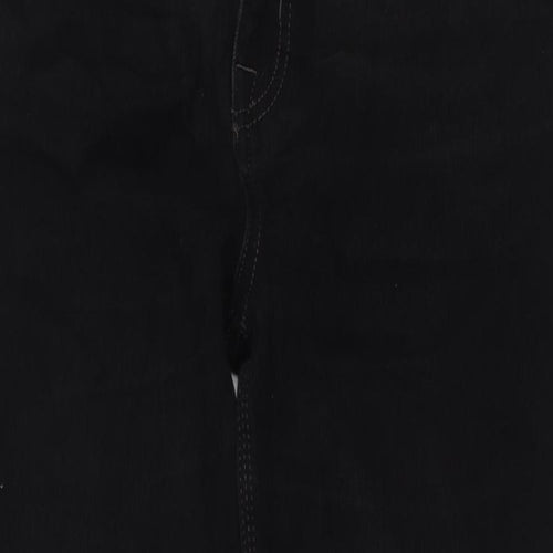 Marks and Spencer Womens Black Cotton Straight Jeans Size 16 L27 in Regular Zip