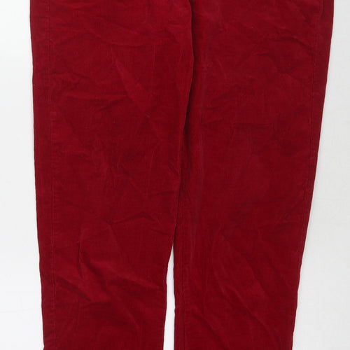 Joe Browns Womens Red Cotton Trousers Size 14 L28 in Regular Zip