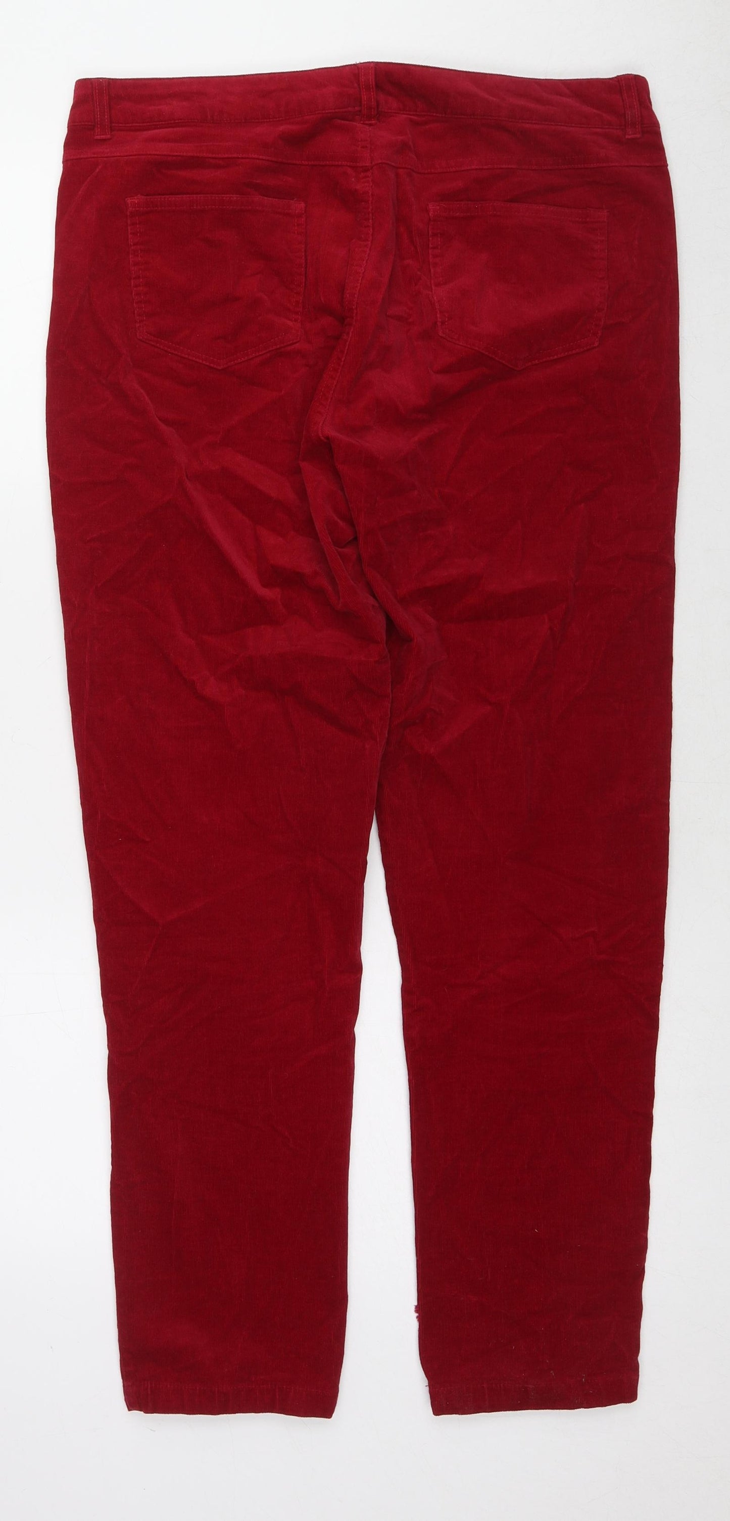 Joe Browns Womens Red Cotton Trousers Size 14 L28 in Regular Zip