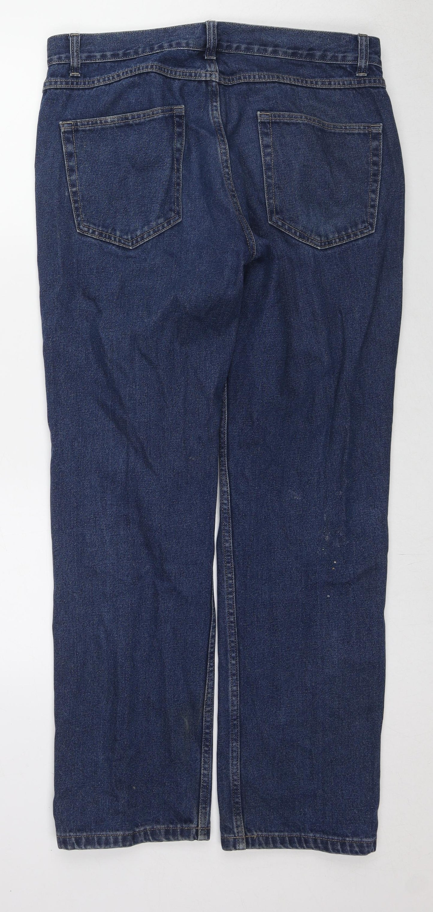 George Mens Blue Cotton Straight Jeans Size 34 in L31 in Regular Zip
