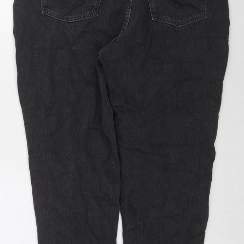 F&F Womens Black Cotton Tapered Jeans Size 16 L26 in Regular Zip