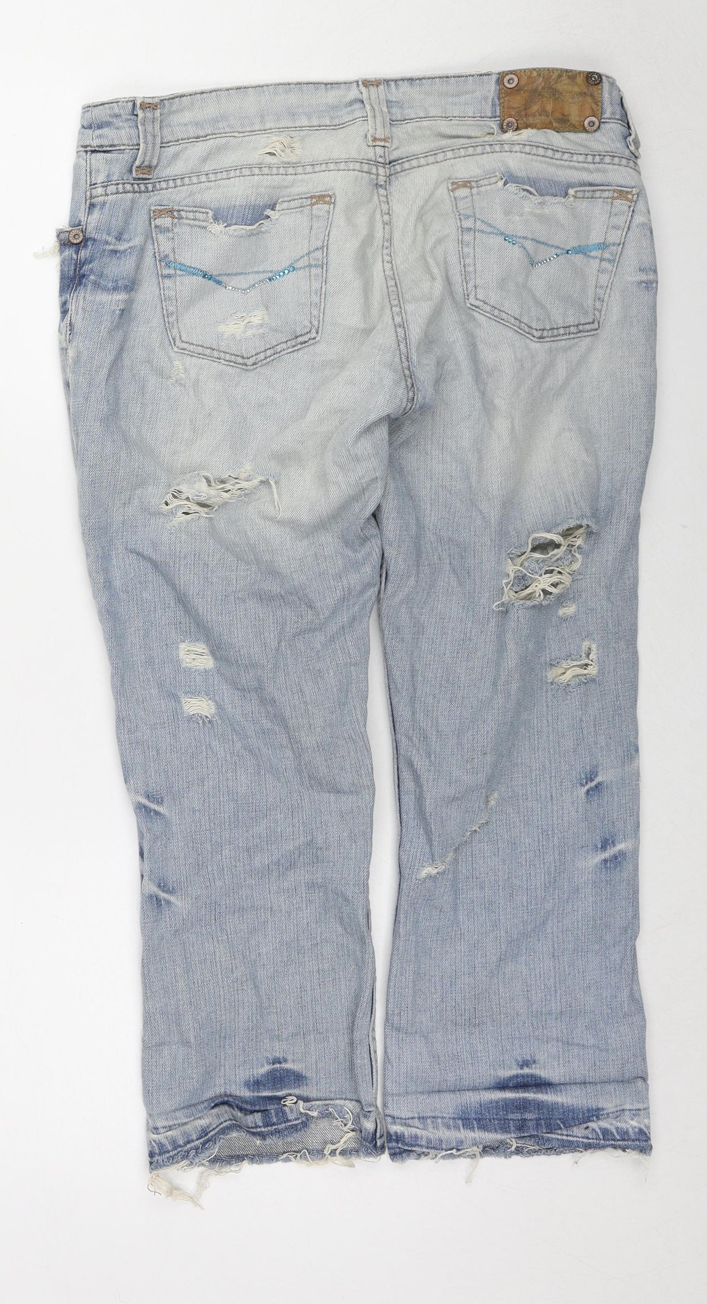 River Island Womens Blue Cotton Straight Jeans Size 12 L23 in Regular Zip
