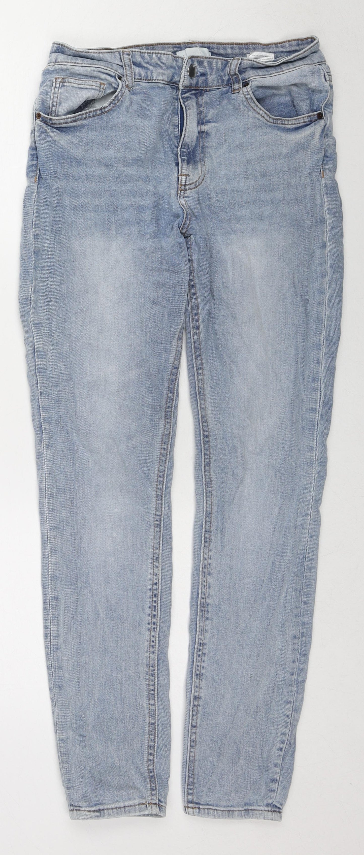 Zara Womens Blue Cotton Skinny Jeans Size 12 L28 in Regular Zip