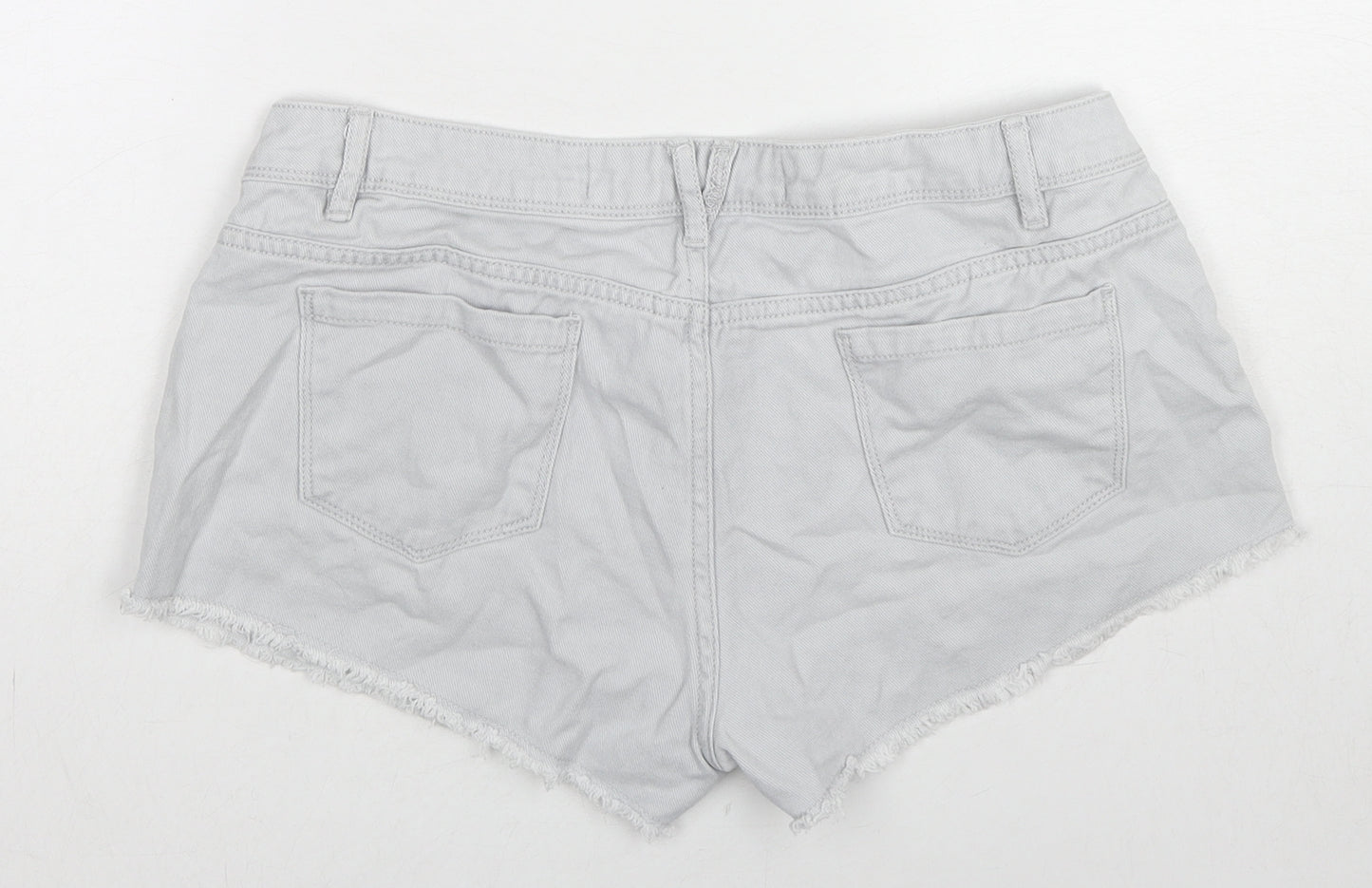 Denim & Co. Womens Grey Cotton Hot Pants Shorts Size 12 L3 in Regular Zip