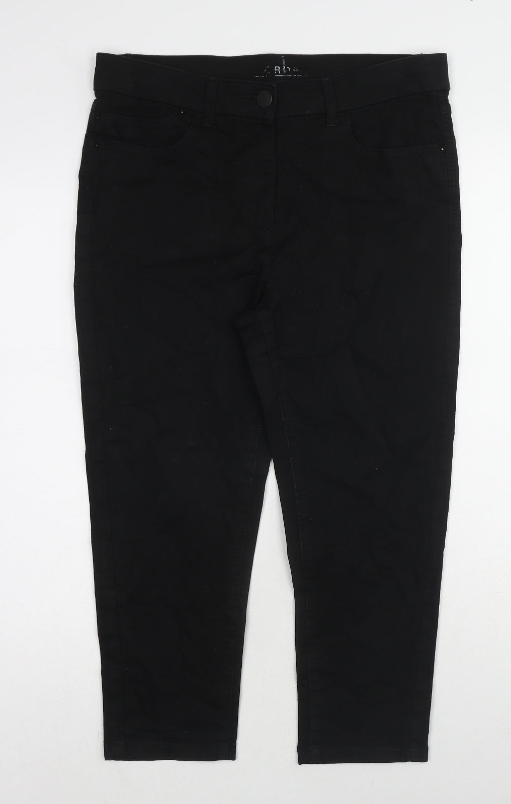 Marks and Spencer Womens Black Cotton Straight Jeans Size 14 L21 in Regular Zip