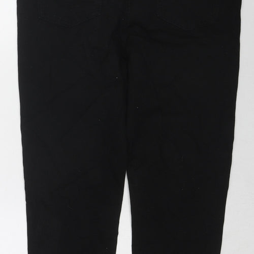 Marks and Spencer Womens Black Cotton Straight Jeans Size 14 L21 in Regular Zip