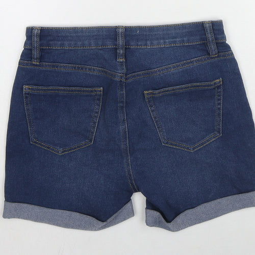 Denim & Co. Womens Blue Cotton Mom Shorts Size 8 L3 in Regular Zip