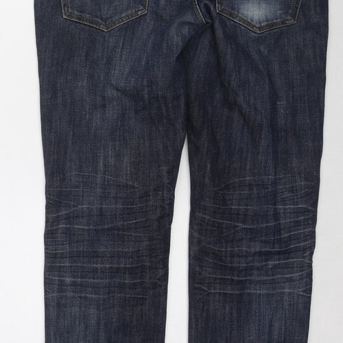 George Mens Blue Cotton Straight Jeans Size 34 in L31 in Regular Zip