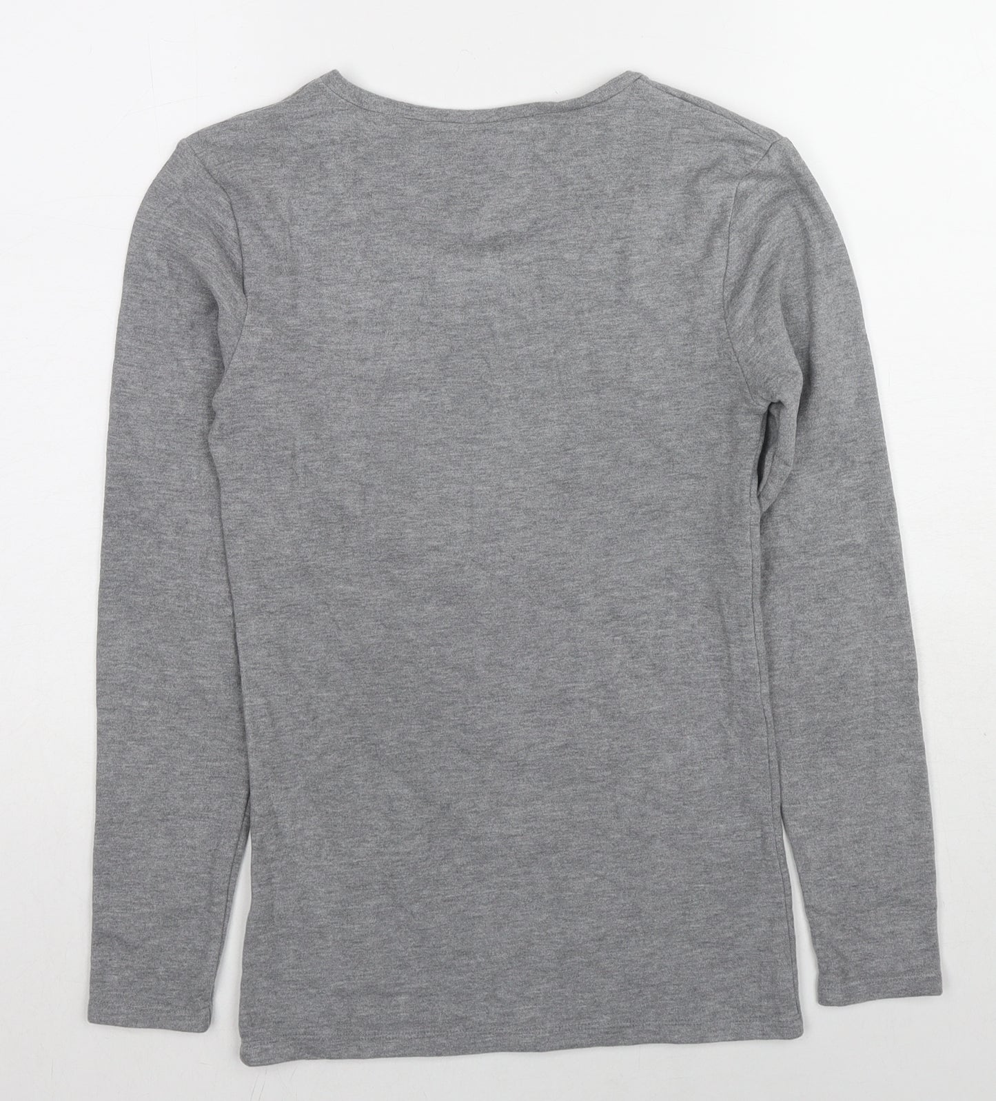 Marks and Spencer Womens Grey Cotton Basic T-Shirt Size 12 Round Neck