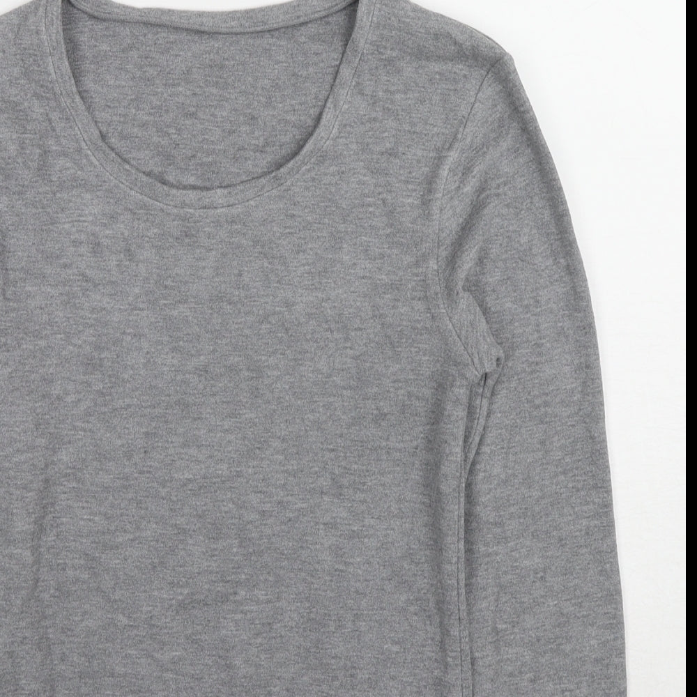 Marks and Spencer Womens Grey Cotton Basic T-Shirt Size 12 Round Neck