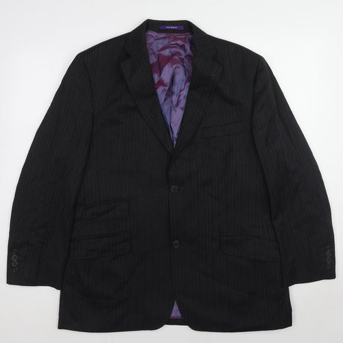 Ted Baker Mens Black Striped Wool Jacket Suit Jacket Size 42 Regular