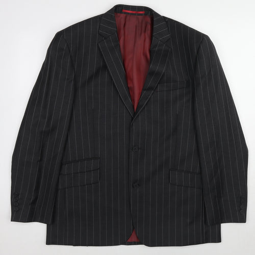 NEXT Mens Black Striped Wool Jacket Suit Jacket Size 42 Regular