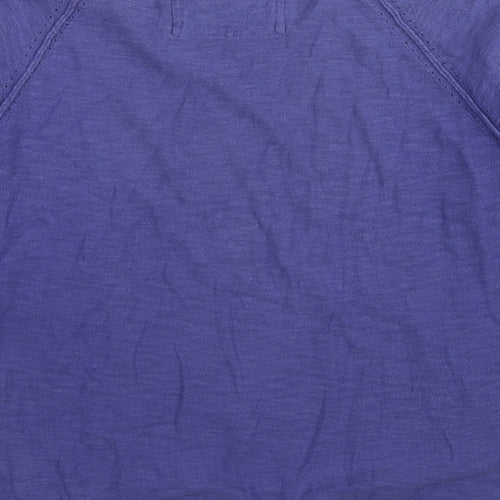 Per Una Womens Purple Round Neck Cotton Pullover Jumper Size 12 Pullover - Button Cuffs