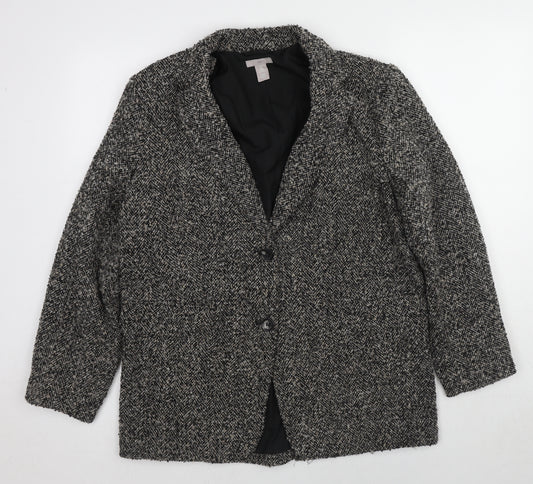 H&M Womens Grey Jacket Blazer Size S Button