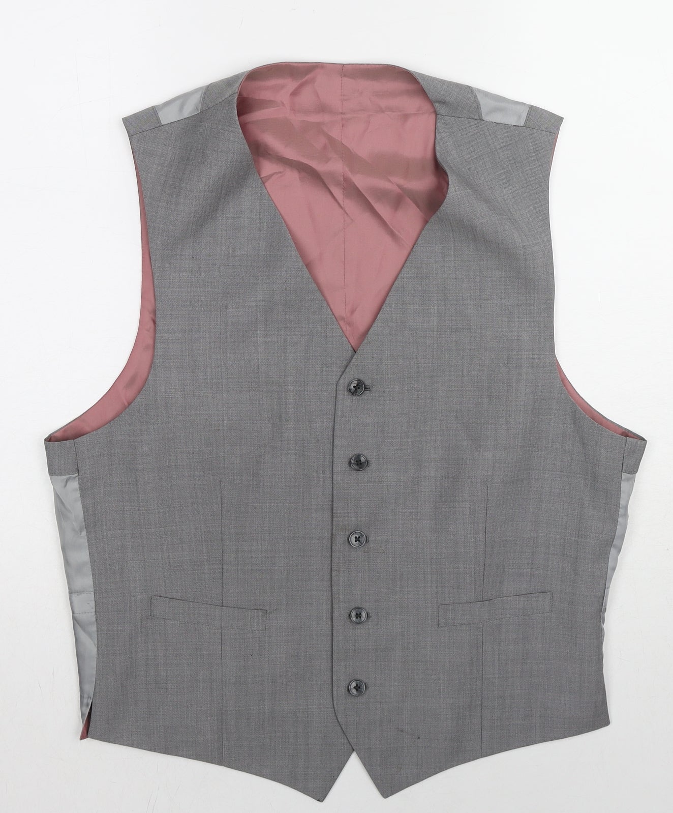 T.M.Lewin Mens Grey Wool Jacket Suit Waistcoat Size 44 Regular
