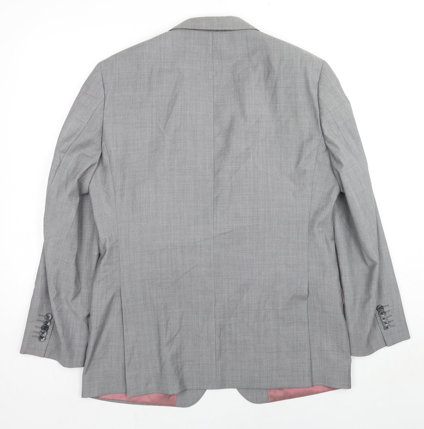 T.M.Lewin Mens Grey Wool Jacket Suit Jacket Size 44 Regular - 5 Button Sleeve