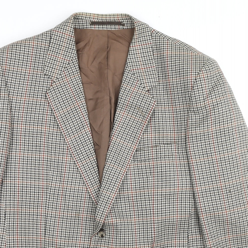 Debenhams Mens Beige Check Wool Jacket Suit Jacket Size 42 Regular