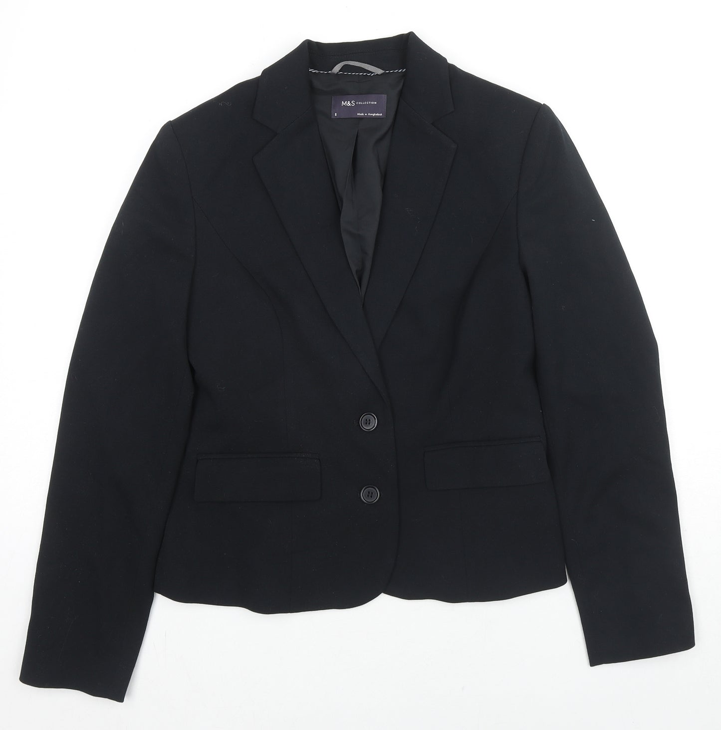Marks and Spencer Womens Black Polyester Jacket Blazer Size 8