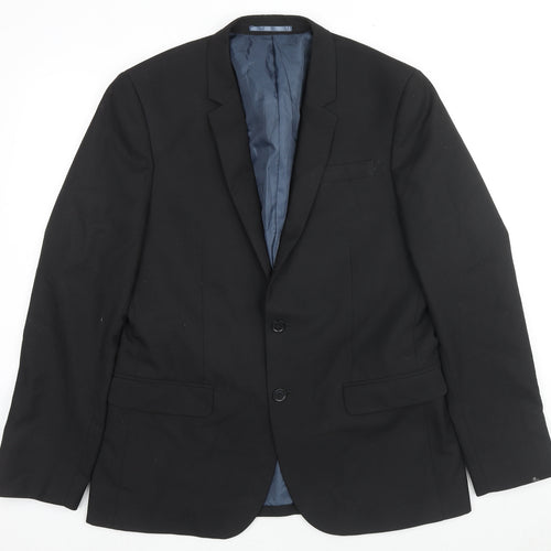 River Island Mens Black Polyester Jacket Suit Jacket Size 42 Regular