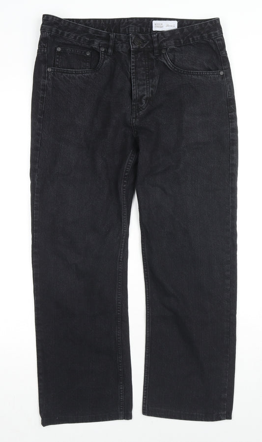 Denim & Co. Mens Black Cotton Straight Jeans Size 32 in L30 in Regular Zip