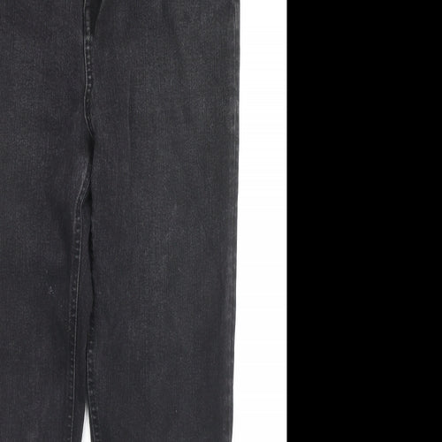 Marks and Spencer Womens Black Cotton Straight Jeans Size 14 L25 in Regular Zip