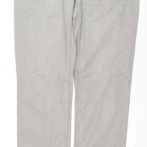 Gaffer Jeans Mens Beige Cotton Straight Jeans Size 34 in L34 in Regular Zip