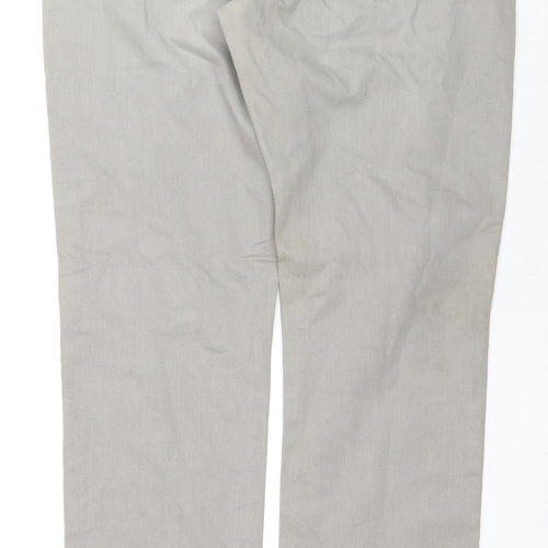 Gaffer Jeans Mens Beige Cotton Straight Jeans Size 34 in L34 in Regular Zip