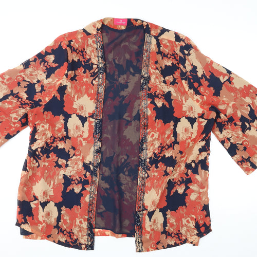 Together Womens Multicoloured Floral Polyester Kimono T-Shirt Size 16 V-Neck