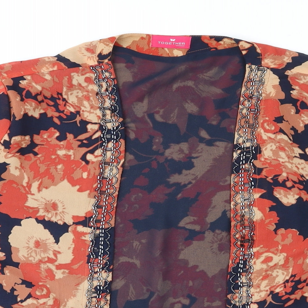 Together Womens Multicoloured Floral Polyester Kimono T-Shirt Size 16 V-Neck